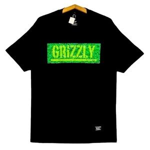 Grizzly Griptape Fresh Cut Box logo tee graphic‎ shirt size small black green